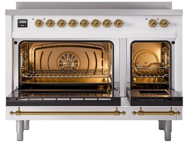 Ilve® Nostalgie II Noblesse 48'' Custom RAL Color Pro Style Induction Range with Brass Trim-1