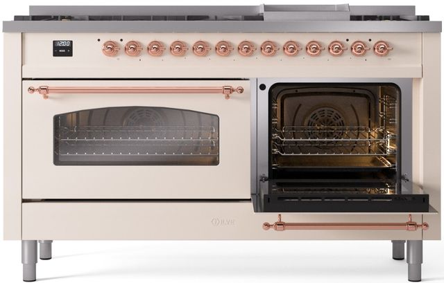 Ilve® Nostalgie II Series 60" Antique White Pro Style Dual Fuel Range-3