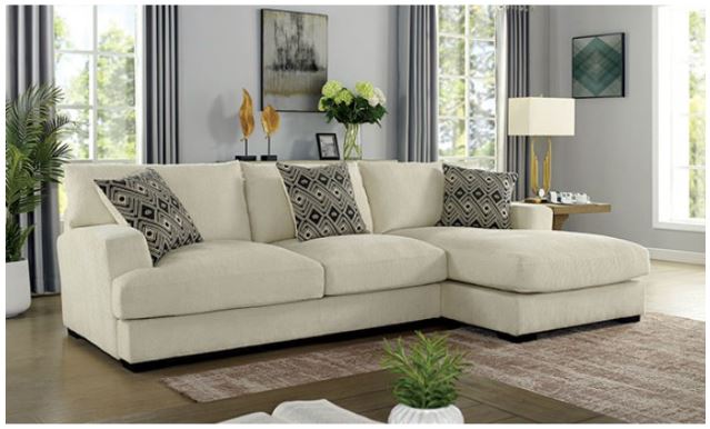Furniture of America Kaylee 2 Piece Beige L Shaped Right Arm Facing Sectional and Chaise Furniture Express Valdosta GA