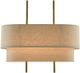 Currey & Company Combermere Antique Brass/Linen Rectangular Chandelier-1