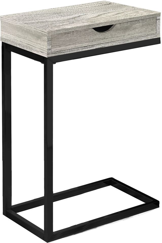 Monarch Specialties Inc. Gray Reclaimed Wood Drawer Table with Black Metal Base -0
