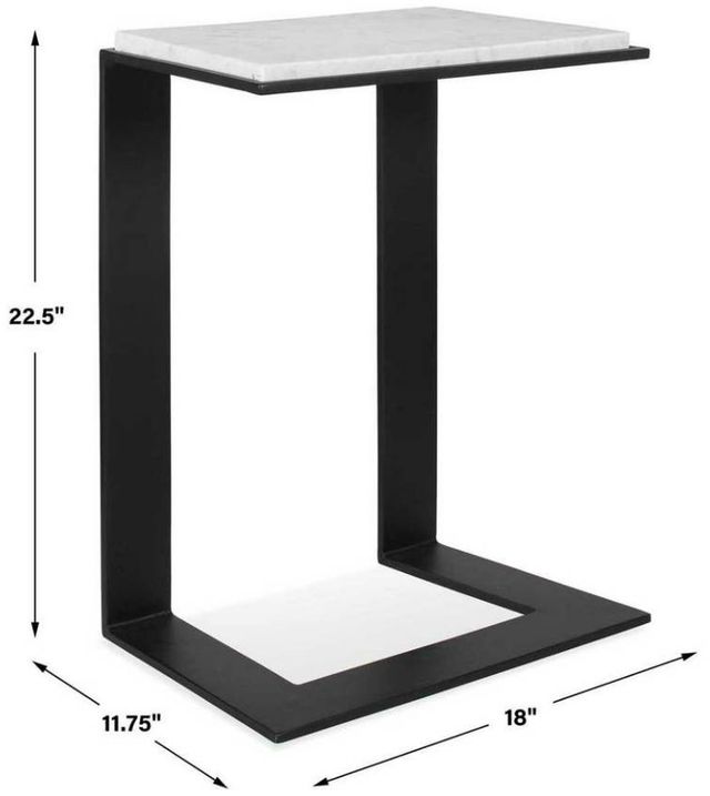 Uttermost® Kenora White Marble Top Accent Table with Black Base-2