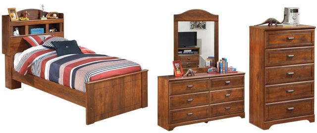 Signature Design by Ashley® Barchan 4-Piece Medium Brown Twin Bookcase Bed Set-0