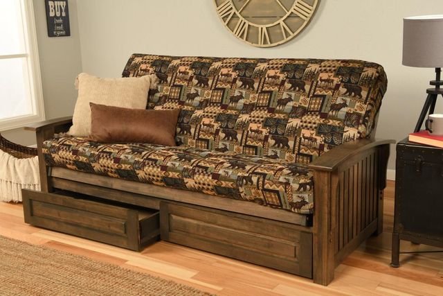 Kodiak Furniture Washington Peter's Cabin/Rustic Walnut Full Storage Futon with Mattress-1