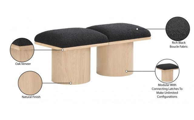 Meridian Furniture Pavilion 2-Piece Black/Natural 36" Modular Bench-3