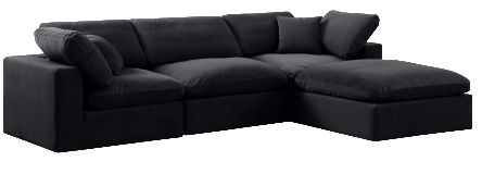 Meridian Furniture Comfy 119" 4-Piece Black Velvet Sofa Sectional-0