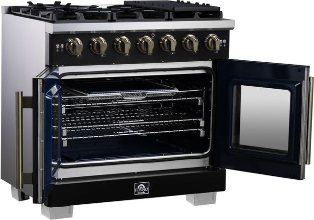 FORNO® Capriasca Series Alta Qualita 36" Black Pro Style Gas Range-4