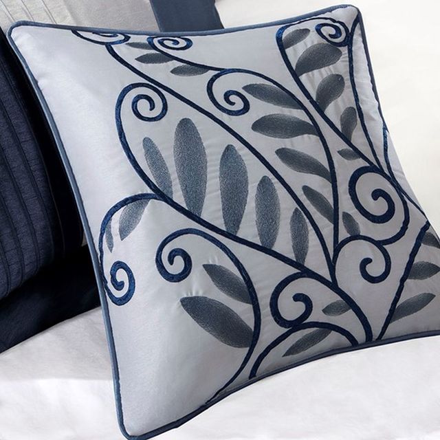 Olliix by Madison Park Navy Queen Amherst 7 Piece Comforter Set-2