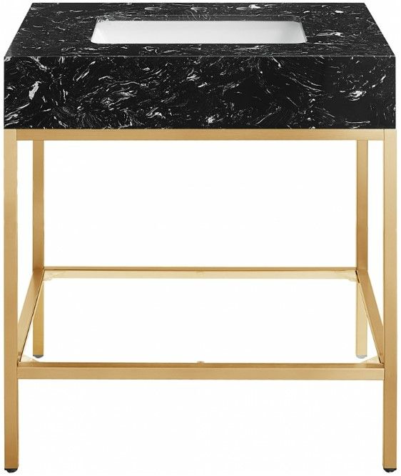 Meridian Furniture Marmo Black/Brushed Brass 30" Bathroom Vanity-1