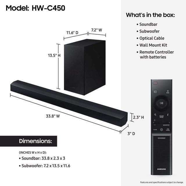Samsung C-series 2.1 Ch. Black Soundbar System-9