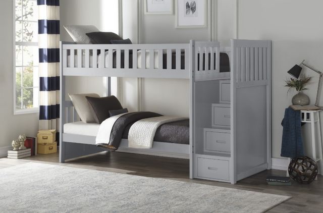 Homelegance® Orion Gray Twin/Twin Bunk Bed With Reversible Step Storage-1