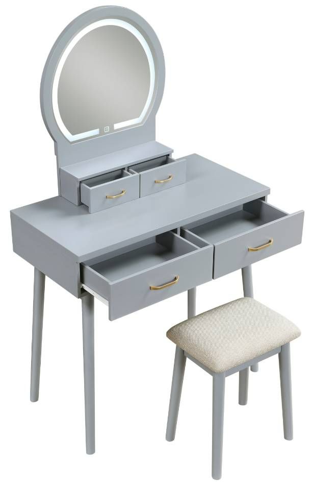 Homelegance® Camilla Gray Youth Vanity Dresser with Mirror and Stool Set-2