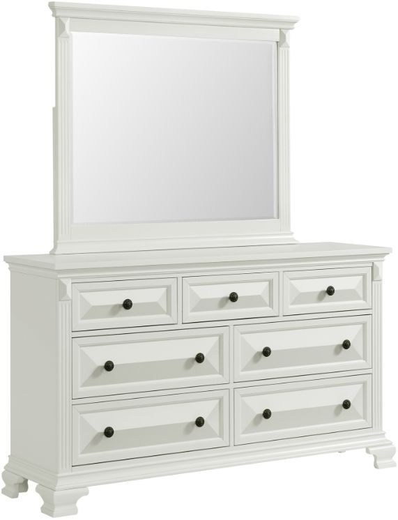 Elements International Bridgestone Antique White Dresser with Mirror-0