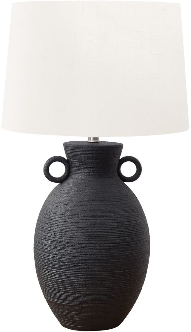 Monarch Specialties Inc. Black Ceramic Table Lamp with Ivory Shade-0