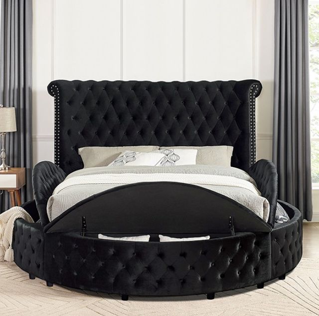 Furniture of America® Sansom 4-Piece Black Queen Sleigh Bedroom Set-2