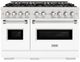 ZLINE 48" 6.7 cu. ft. Gas Range with 8 Burner DuoPro™ Cooktop and Dual Ovens in Satin Stainless Steel with White Matte Doors -0