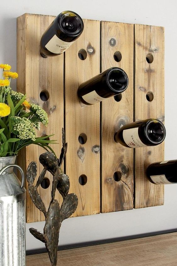 Deco Marche Brown 16-Bottle Wall Wine Rack-3