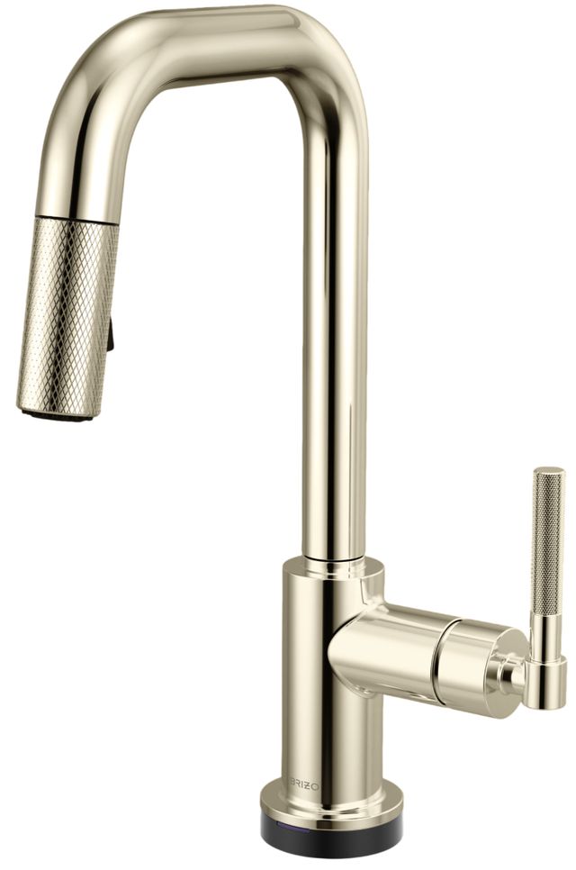 Brizo Litze® Brilliance® Polished Nickel Smarttouch Pull-Down Prep Faucet with Square Spout and Knurled Handle-0