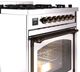 Ilve® Nostalgie II Noblesse 30" Stainless Steel Pro Style Dual Fuel Range with Burnished Trim-4