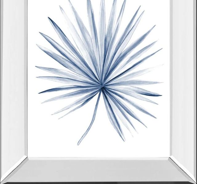Classy Art Indigo Tropical Leaves II by Megan Meagher Mirror Framed Wall Art-1