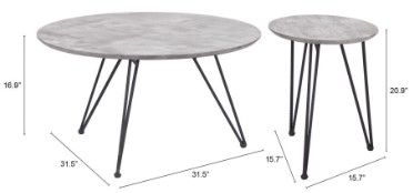 Zuo® Modern Kerris 2-Piece Black/Gray Coffee Tables-3