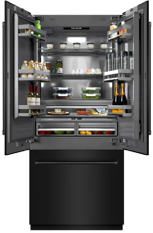 ZLINE 36" 19.6 Cu. Ft. Black Stainless Steel Built-In French Door Refrigerator with Graphite Gray Interior-2