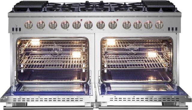 FORNO® Capriasca 60" Stainless Steel Pro Style Gas Range-1