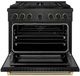 ZLINE Designer Collection Paramount 36" 5.2 Cu. Ft. Black Satin Stainless Steel Dual Fuel Range with Matte Black and Champagne Bronze Accents-1