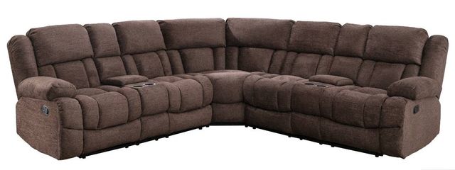 Mazin Furniture Presley Brown Power Reclining 3-Piece Modular Sectional with Consoles-0