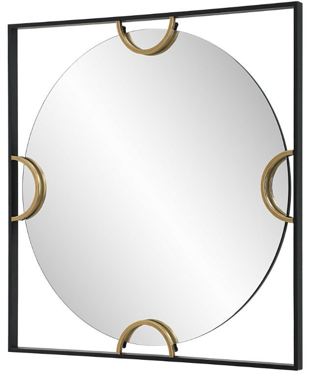 Uttermost® Hinson Black/Gold Square Mirror-4