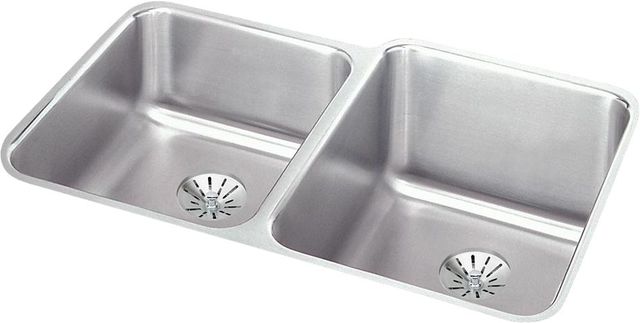 Elkay Lustertone® Classic Lustrous Satin 31-1/4" x 20-1/2" x 9-7/8" Offset 40/60 Bowl Undermount Sink with Perfect Drain®-0