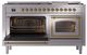 Ilve® Nostalgie II Noblesse 60'' Stainless Steel Pro Style Dual Fuel Range with Brass Trim-3