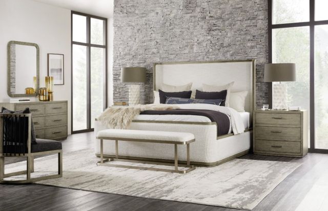 Hooker® Furniture Linville Falls Boones Merino Pearl/Mink California King Upholstered Shelter Bed-1