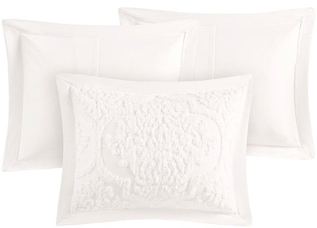 Olliix by Madison Park 5 Piece White Viola Tufted Cotton Chenille Daybed Set-1
