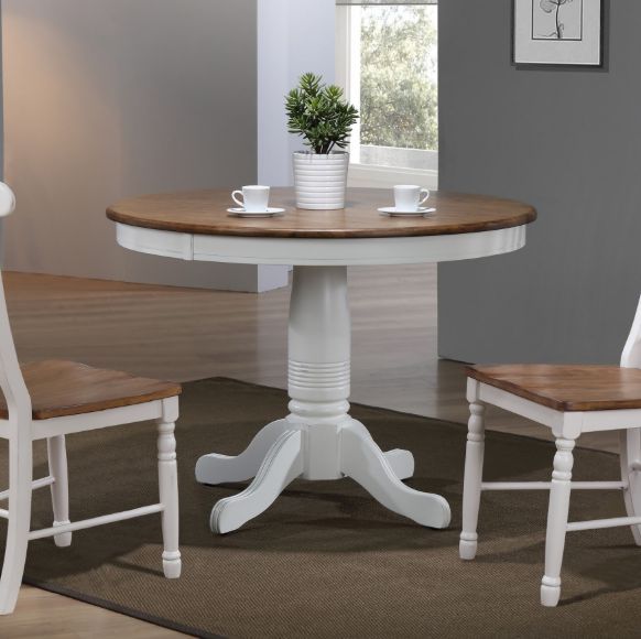 Winners Only® Pacifica Rustic Brown Top Round Dining Table with White Base-2