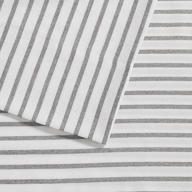 Olliix by Madison Park Essentials Grey Stripe Full Chambray Sheet Set-2