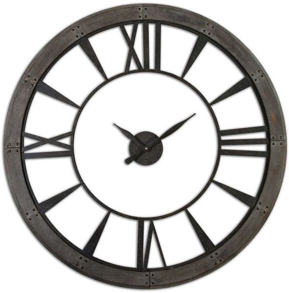 Uttermost® by Steve Kowalski Ronan Rustic Bronze Large Wall Clock