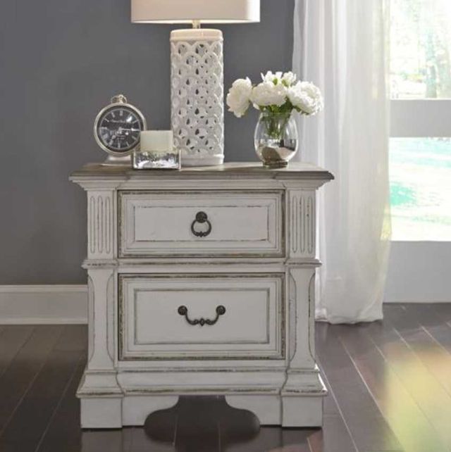 Liberty Furniture Abbey Park Antique White/Weathered Brown Nightstand-1