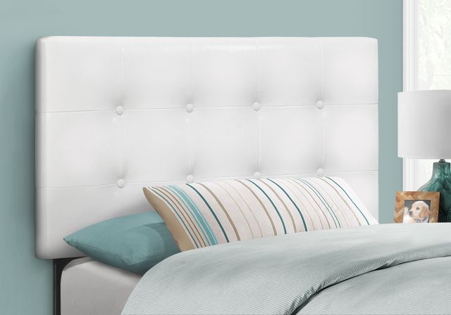 Monarch Specialties Inc. White Leather Look Twin Headboard-2
