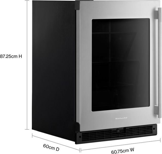 KitchenAid® 24" 5.2 Cu. Ft. Stainless Steel Beverage Center with Glass Door-2
