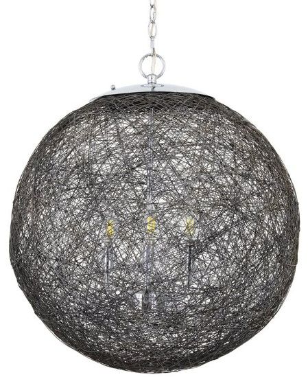 YHD Black/Chrome 3-Light Chandelier-2