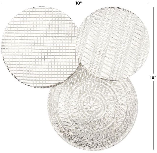 Deco Marche U Select Silver Metal Plate Wall Decor with Textured Pattern-3