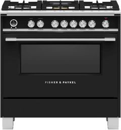 Fisher & Paykel 36" Black Freestanding Dual Fuel Natural Gas Range