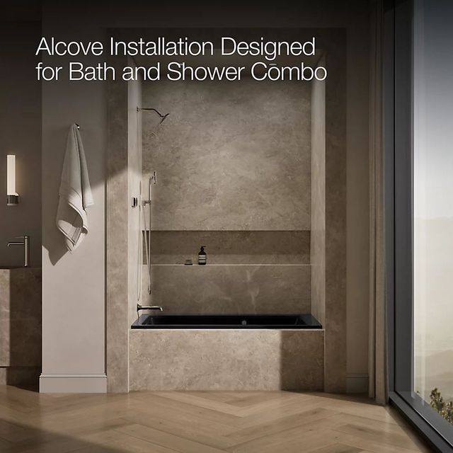 KOHLER® Archer® Black 60" x 30" Alcove Whirlpool Bath with Bask® Heated Surface - Left Drain-4