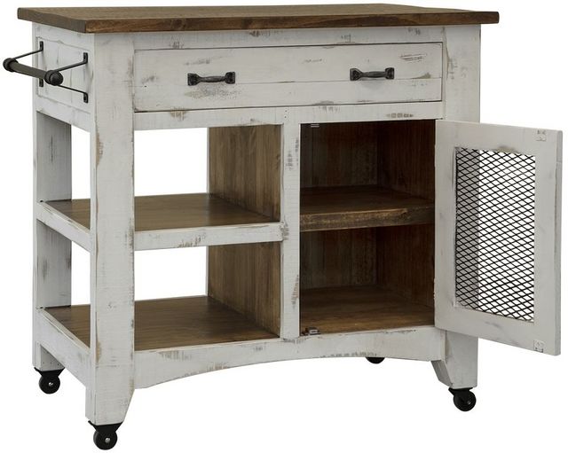International Furniture Direct Pueblo White 1-Drawer 1-Door Kitchen Island-1