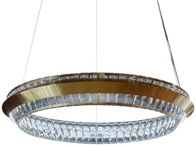 Michael Amini® Base Camp Brushed Gold/Clear Round LED Chandelier-0