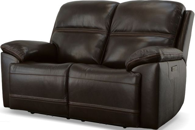 Flexsteel® Jackson Dark Brown Power Reclining Loveseat with Power Headrests-2