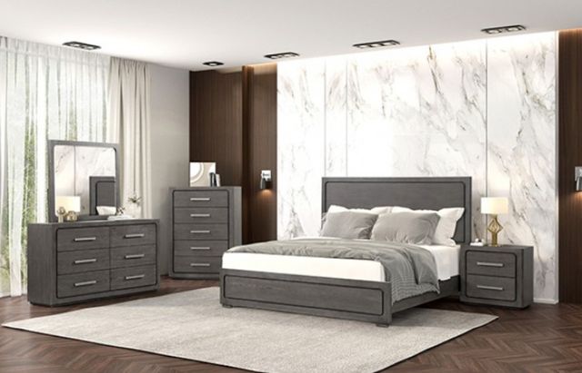 Furniture of America® Crowthorne 4-Piece Warm Gray Queen Bedroom Set-0