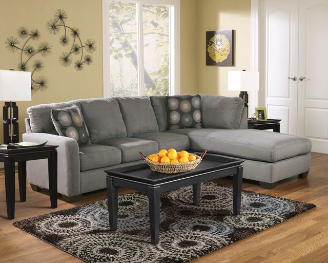Signature Design by Ashley® Zella 2-Piece Charcoal Right-Arm Facing Sofa Sectional and Chaise-2