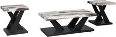 Signature Design by Ashley® Cendill 3-Piece Dark Brown/White Occasional Table Set with Black Base